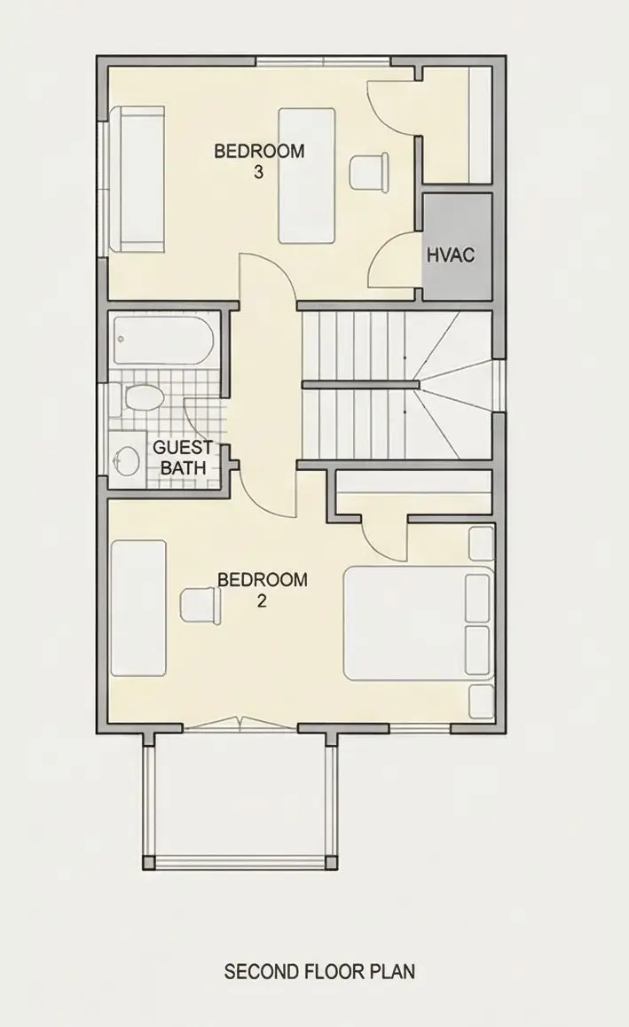 1. piętro 9 – Projekt domu dwupiętrowego o pow. 158 m²: 3 Sypialnie, 3 Łazienki, Otwarta kuchnia, bez Garażu — 46831R