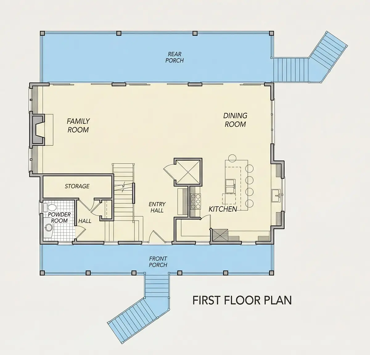 Parter 25 – Projekt domu dwupiętrowego o pow. 281 m²: 3 Sypialnie, 4 Łazienki, Otwarta kuchnia, Garaż — 89558R