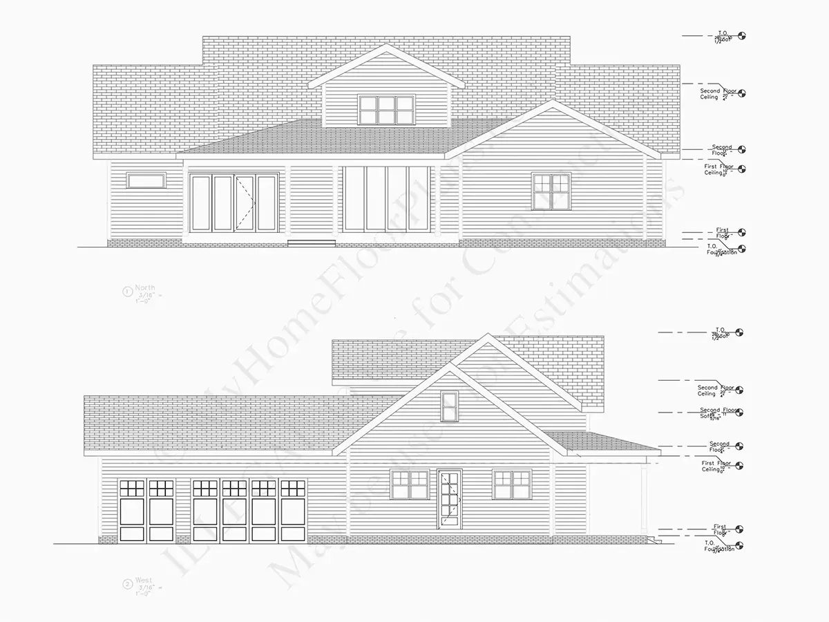 Elewacje 20 – Projekt domu z poddaszem użytkowym o pow. 341 m²: 4 Sypialnie, Gabinet, 5 Łazienki, Otwarta kuchnia, Garaż — 11321R