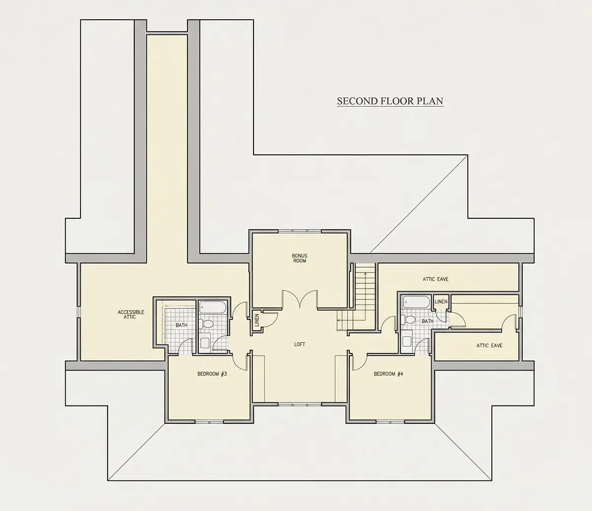 1. piętro 22 – Projekt domu z poddaszem użytkowym o pow. 341 m²: 4 Sypialnie, Gabinet, 5 Łazienki, Otwarta kuchnia, Garaż — 11321R