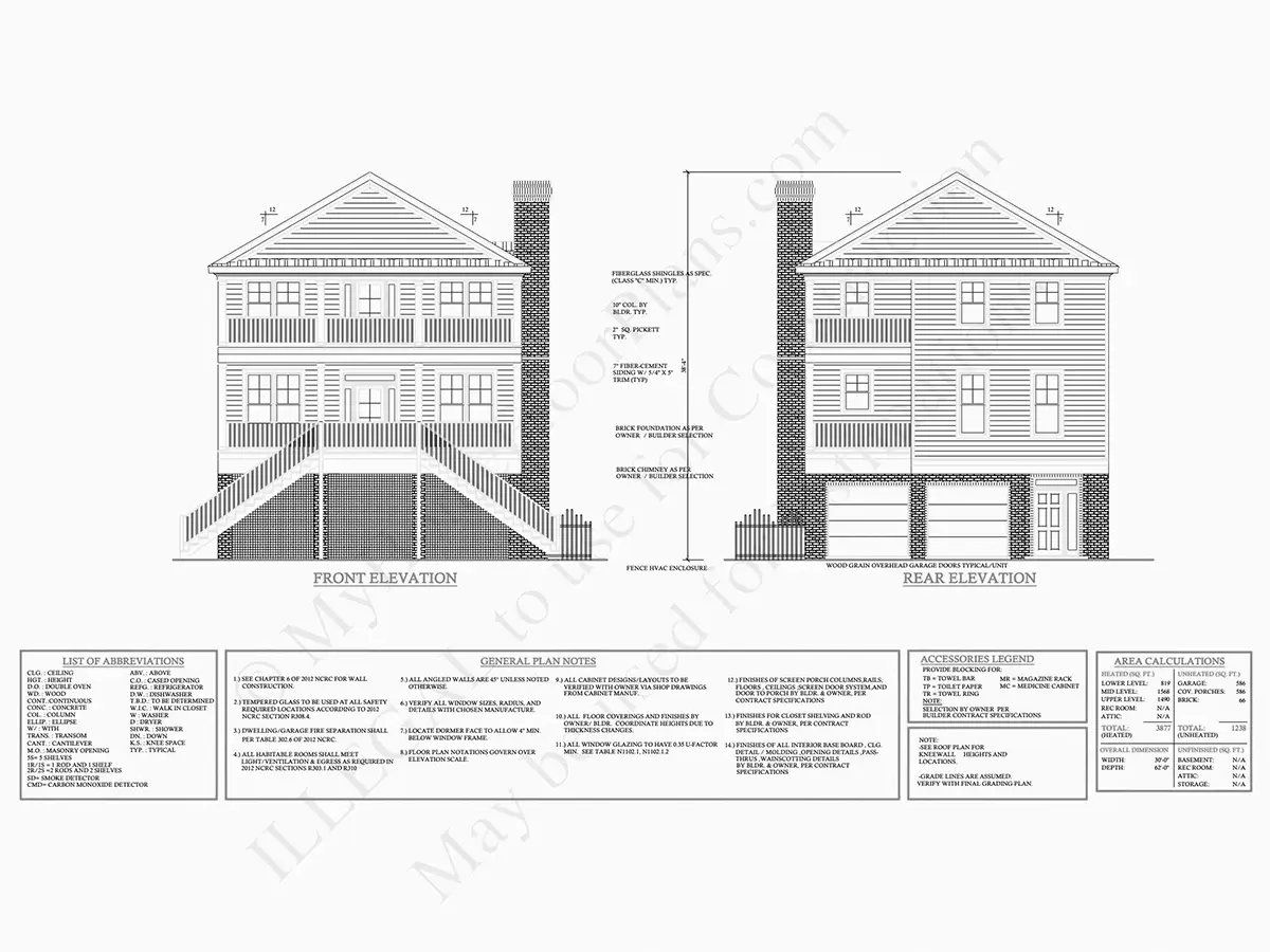 Elewacje 7 – Projekt domu dwupiętrowego o pow. 360 m²: 6 Sypialnie, 6 Łazienki, Otwarta kuchnia, Garaż — 57962R