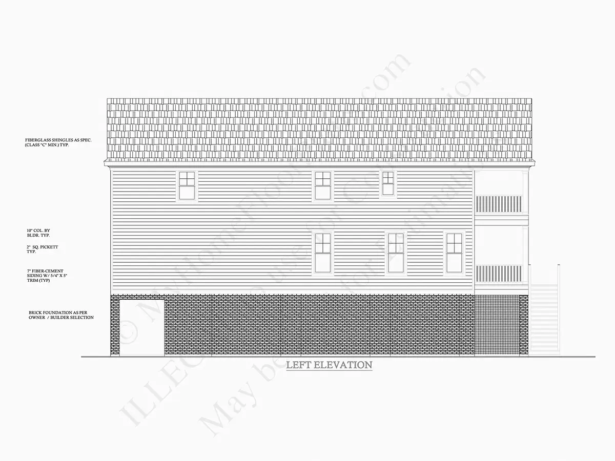 Elewacje 8 – Projekt domu dwupiętrowego o pow. 360 m²: 6 Sypialnie, 6 Łazienki, Otwarta kuchnia, Garaż — 57962R