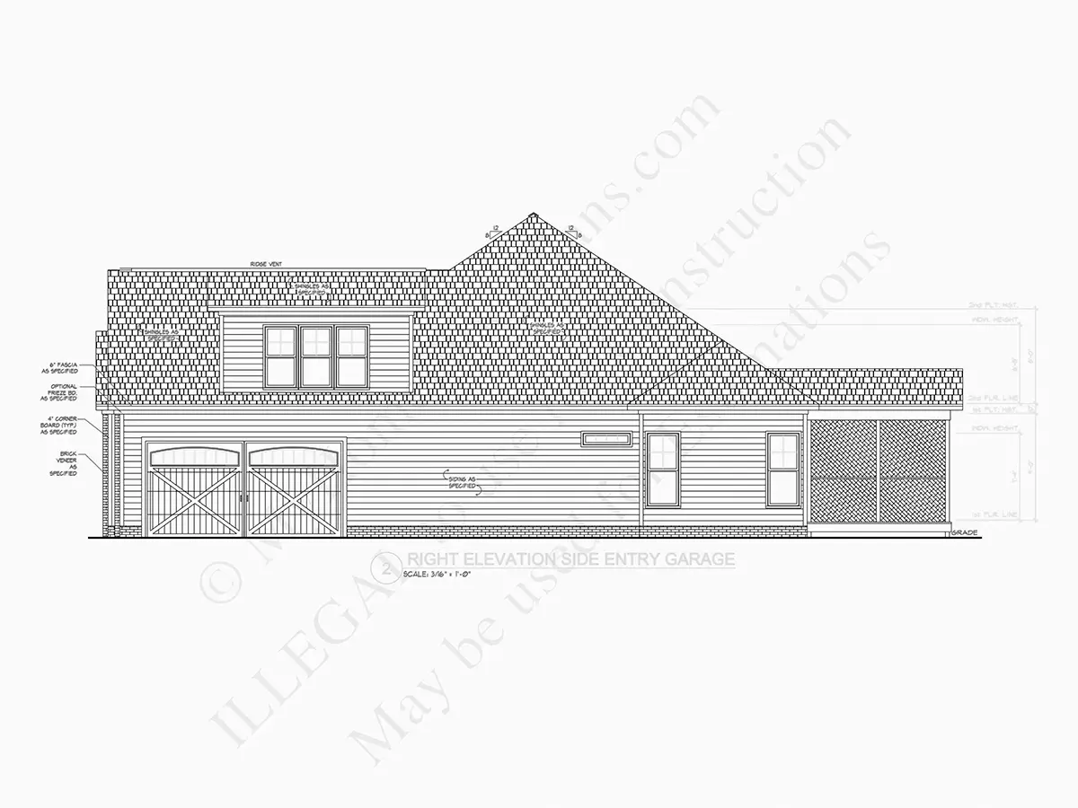 Elewacje 13 – Projekt domu z poddaszem użytkowym o pow. 263 m²: 3 Sypialnie, 3 Łazienki, Otwarta kuchnia, Garaż — 85125R