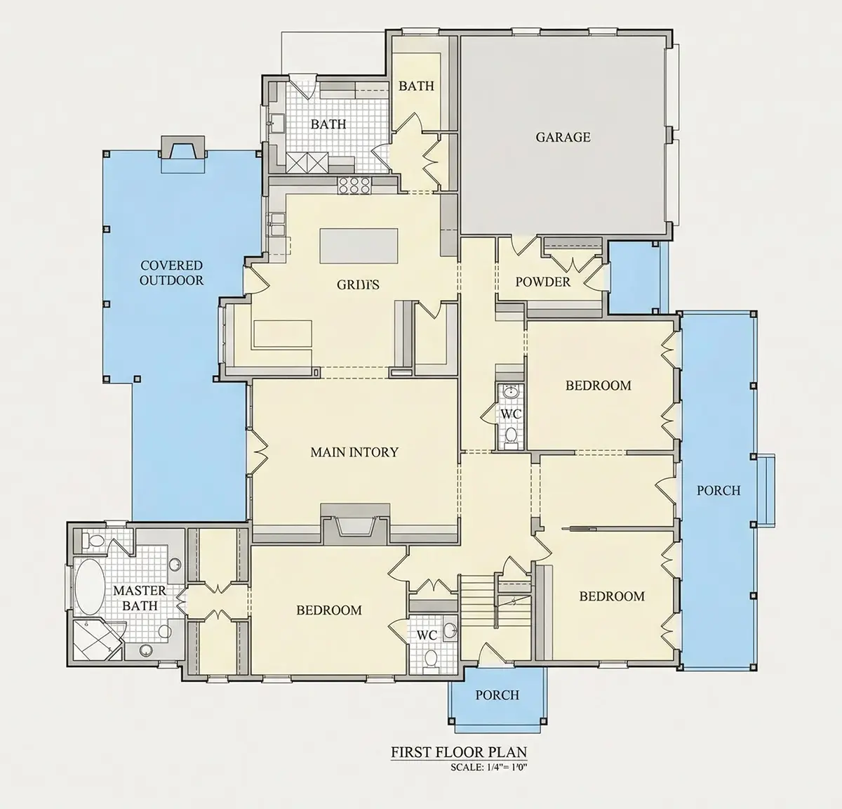 Parter 10 – Projekt domu piętrowego o pow. 565 m²: 6 Sypialnie, 7 Łazienki, Garaż — 25088R