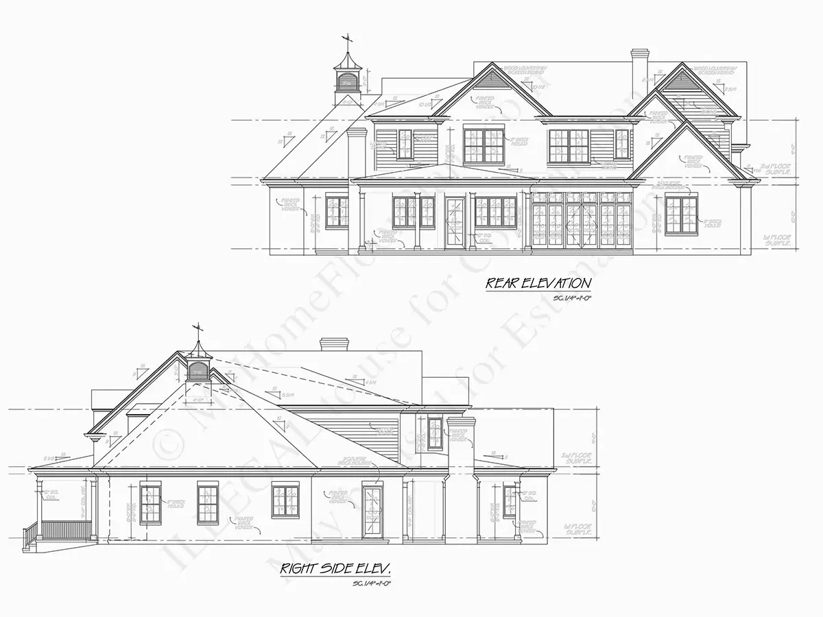Elewacje 9 – Projekt domu piętrowego o pow. 565 m²: 6 Sypialnie, 7 Łazienki, Garaż — 25088R