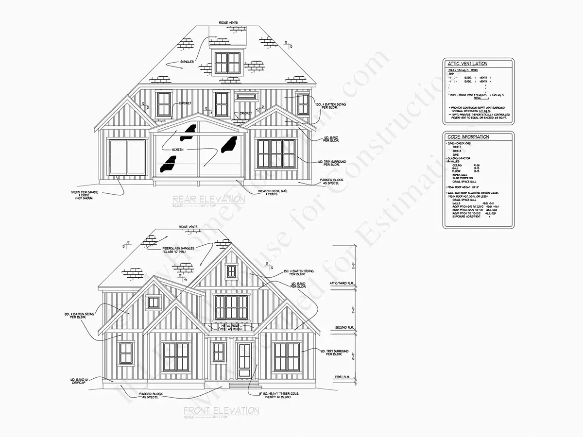 Elewacje 7 – Projekt domu piętrowego o pow. 292 m²: 4 Sypialnie, 4 Łazienki, Otwarta kuchnia, Garaż — 77487R