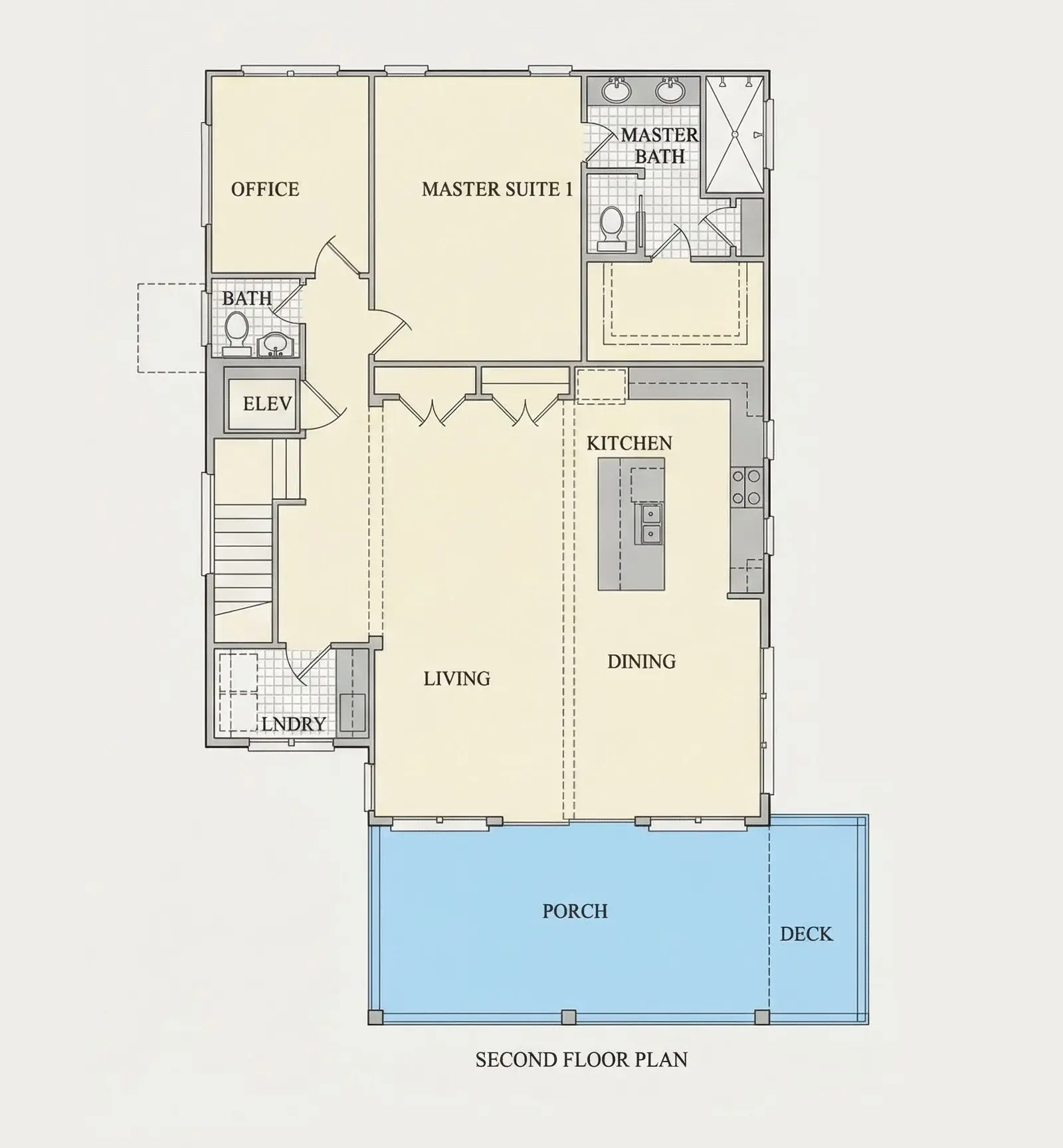 1. piętro 9 – Projekt domu dwupiętrowego o pow. 567 m²: 6 Sypialnie, Gabinet, 4 Łazienki, Otwarta kuchnia, Garaż — 55440R