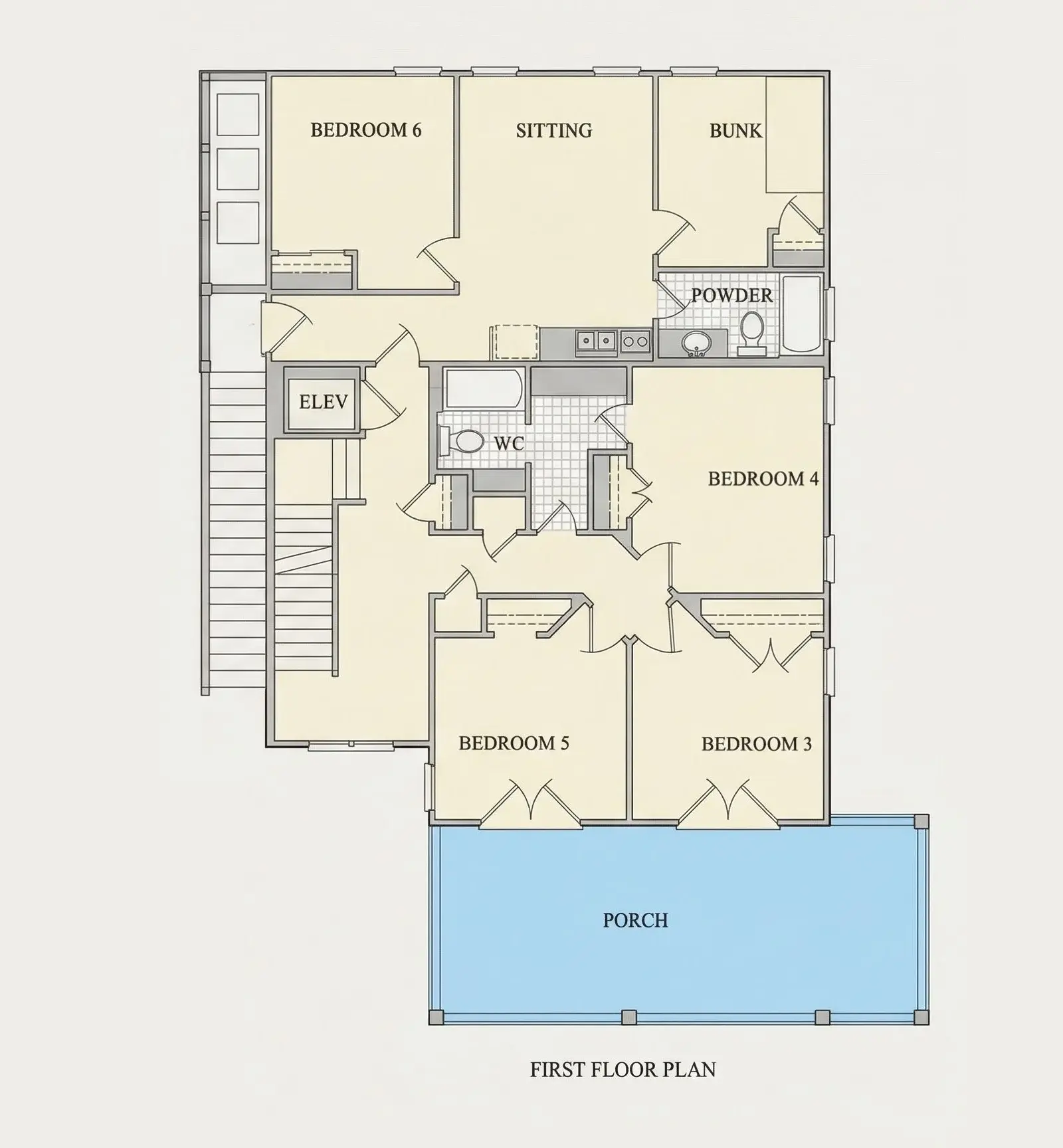 Parter 8 – Projekt domu dwupiętrowego o pow. 567 m²: 6 Sypialnie, Gabinet, 4 Łazienki, Otwarta kuchnia, Garaż — 55440R