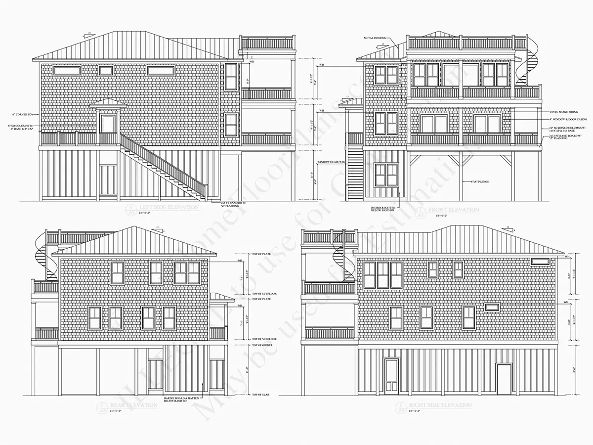 Elewacje 6 – Projekt domu dwupiętrowego o pow. 567 m²: 6 Sypialnie, Gabinet, 4 Łazienki, Otwarta kuchnia, Garaż — 55440R