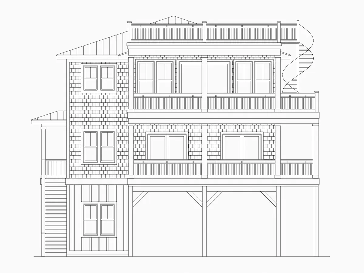Elewacje 5 – Projekt domu dwupiętrowego o pow. 567 m²: 6 Sypialnie, Gabinet, 4 Łazienki, Otwarta kuchnia, Garaż — 55440R