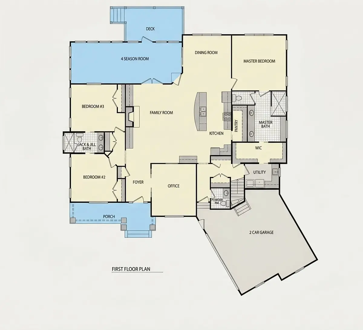 Parter 25 – Projekt domu z poddaszem użytkowym o pow. 351 m²: 3 Sypialnie, Gabinet, 4 Łazienki, Otwarta kuchnia, Garaż — 29718R