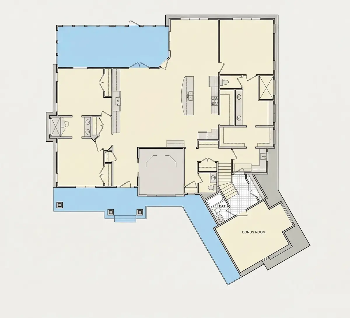 1. piętro 26 – Projekt domu z poddaszem użytkowym o pow. 351 m²: 3 Sypialnie, Gabinet, 4 Łazienki, Otwarta kuchnia, Garaż — 29718R