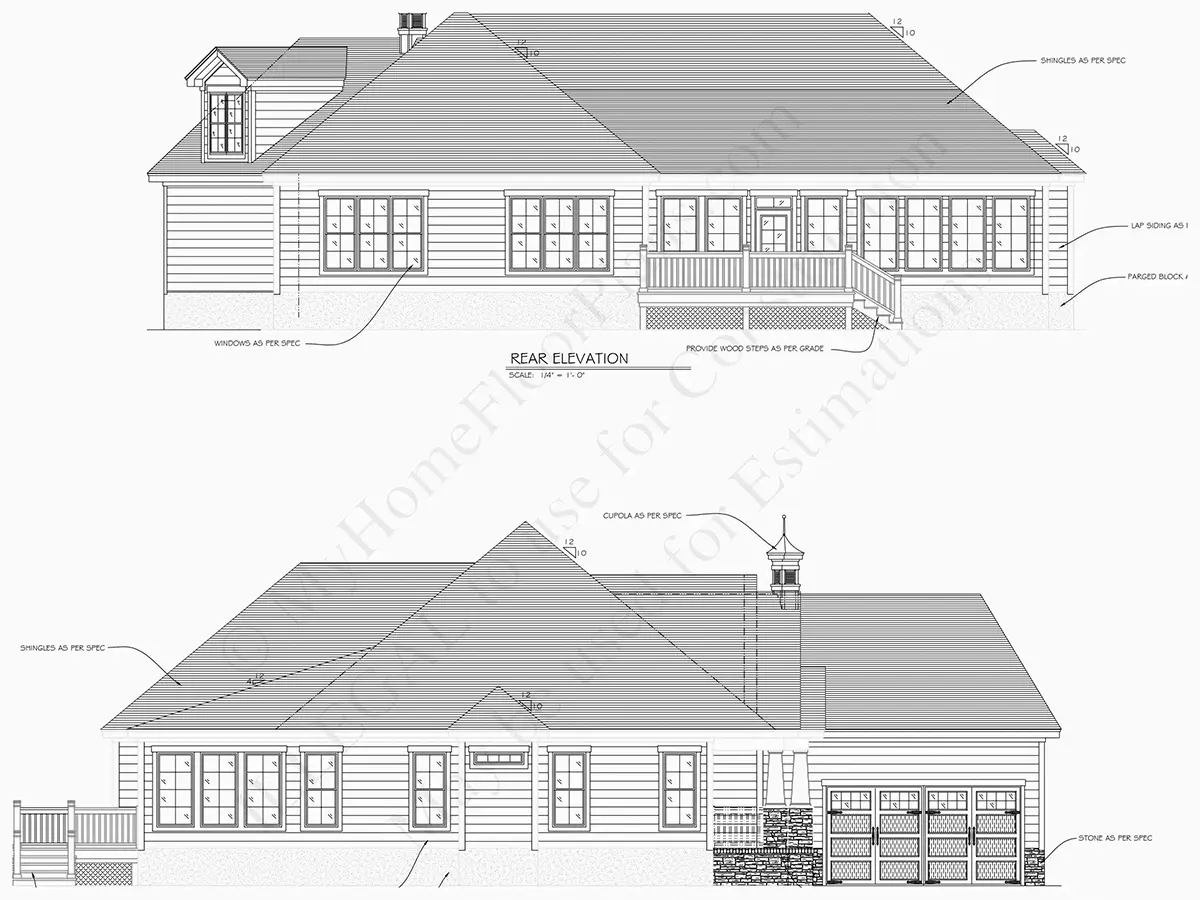 Elewacje 24 – Projekt domu z poddaszem użytkowym o pow. 351 m²: 3 Sypialnie, Gabinet, 4 Łazienki, Otwarta kuchnia, Garaż — 29718R