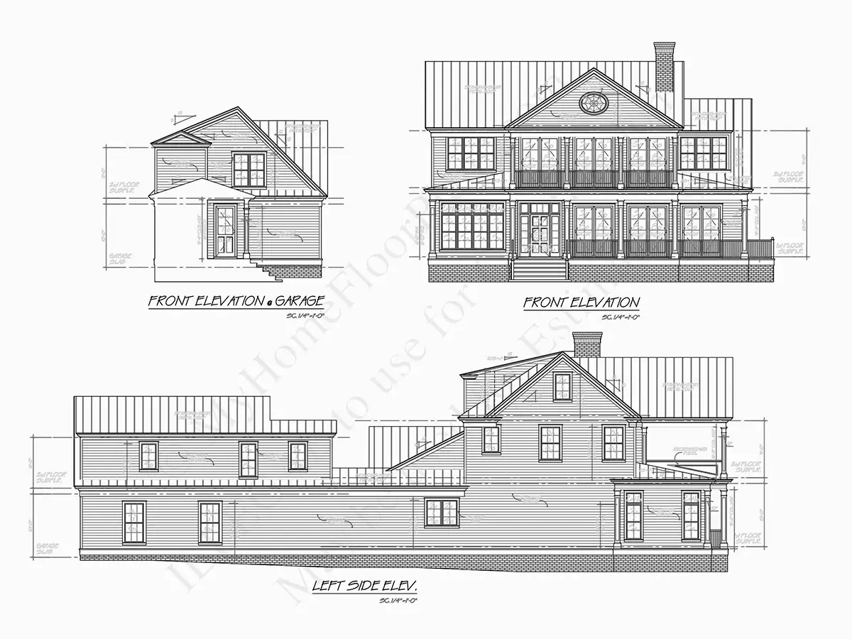 Elewacje 9 – Projekt domu piętrowego o pow. 466 m²: 4 Sypialnie, Gabinet, 6 Łazienki, Otwarta kuchnia, Garaż — 10656R