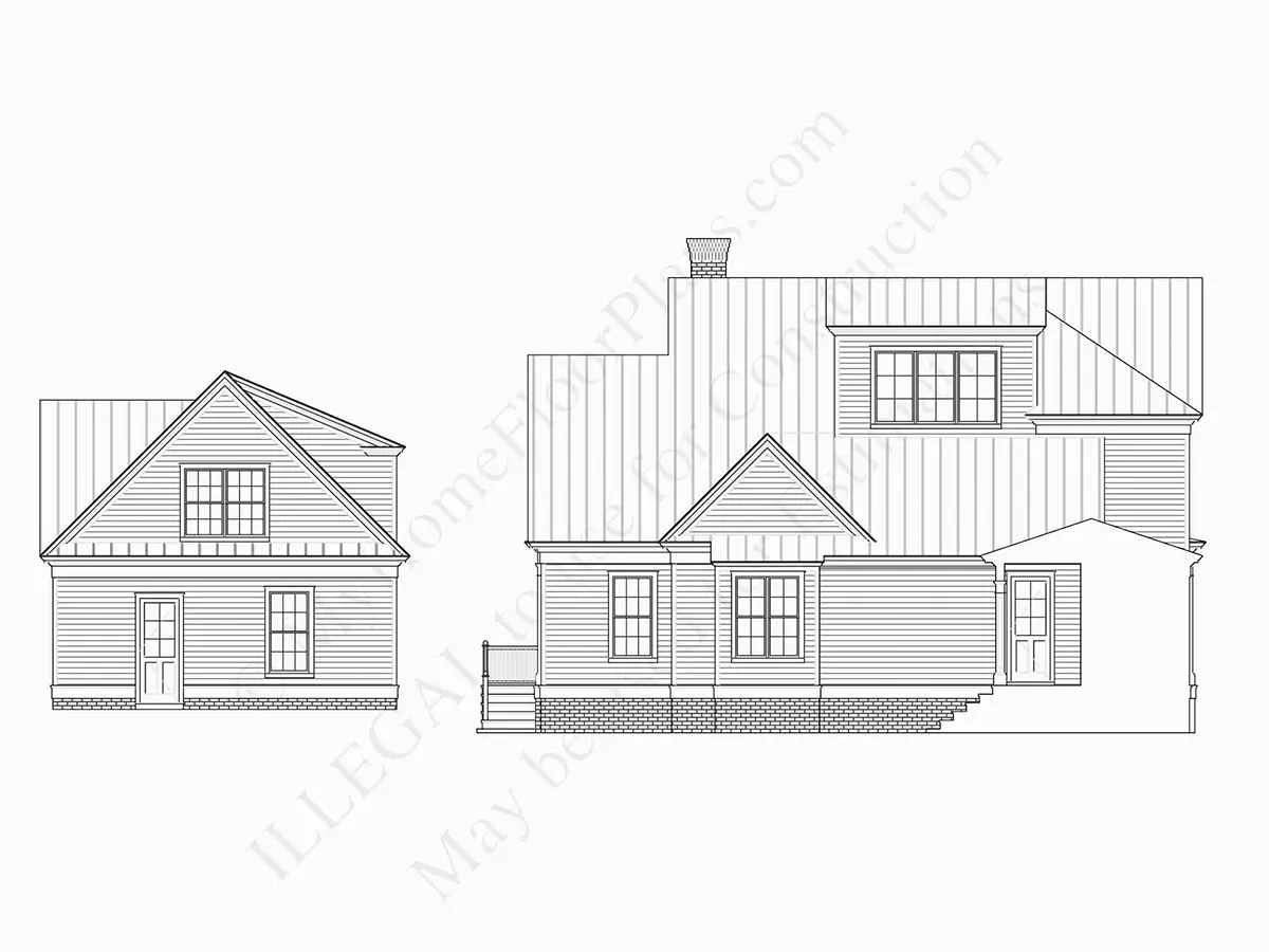 Elewacje 7 – Projekt domu piętrowego o pow. 466 m²: 4 Sypialnie, Gabinet, 6 Łazienki, Otwarta kuchnia, Garaż — 10656R