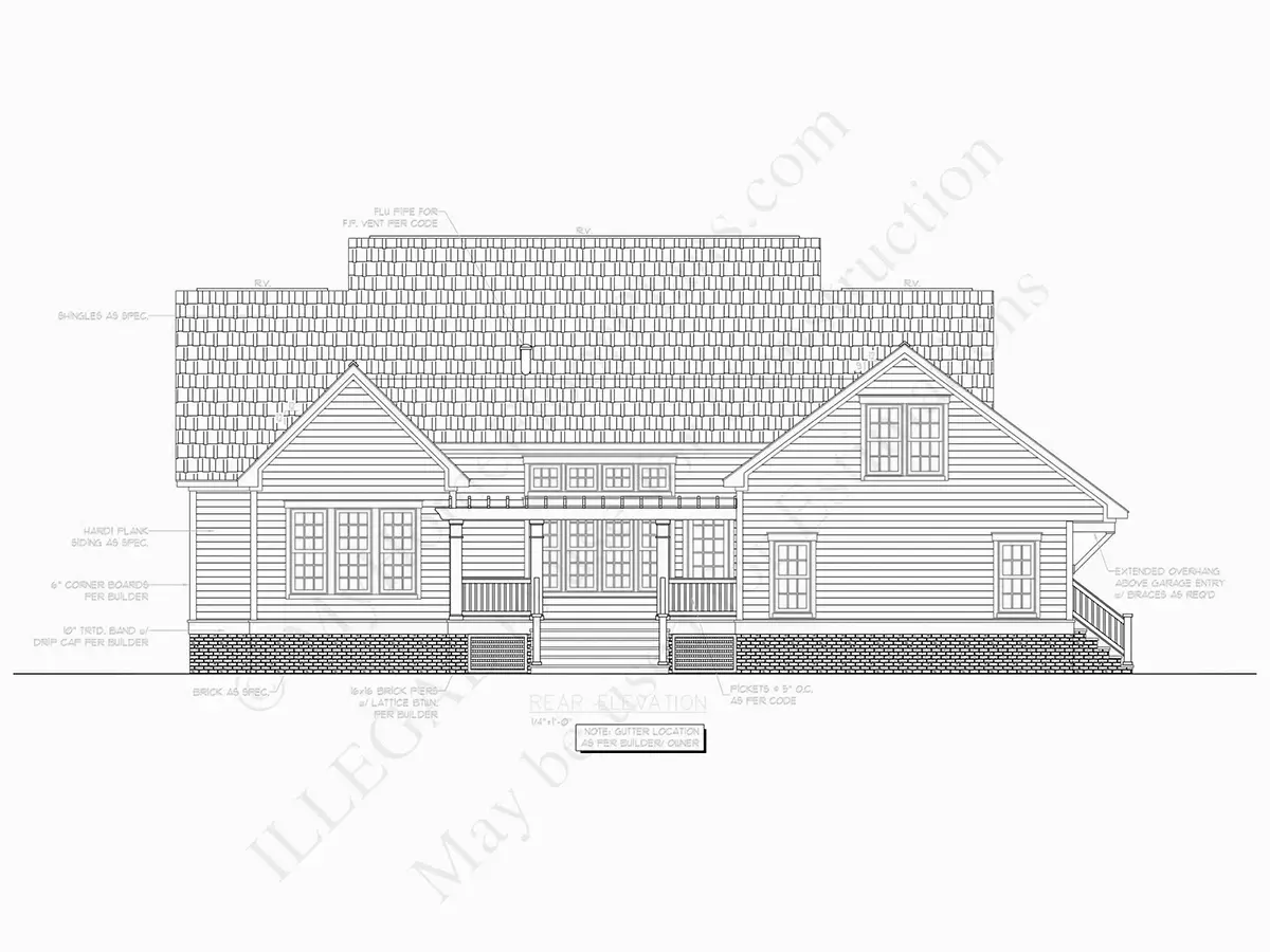 Elewacje 7 – Projekt domu z poddaszem użytkowym o pow. 299 m²: 4 Sypialnie, Gabinet, 4 Łazienki, Otwarta kuchnia, Garaż — 28129R