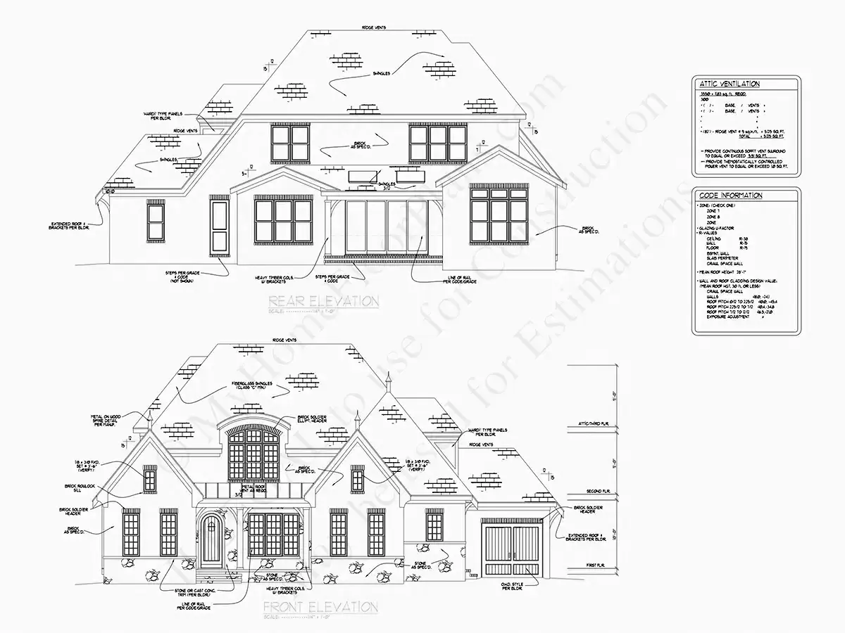 Elewacje 22 – Projekt domu piętrowego o pow. 391 m²: 5 Sypialnie, 6 Łazienki, Otwarta kuchnia, Garaż — 11740R