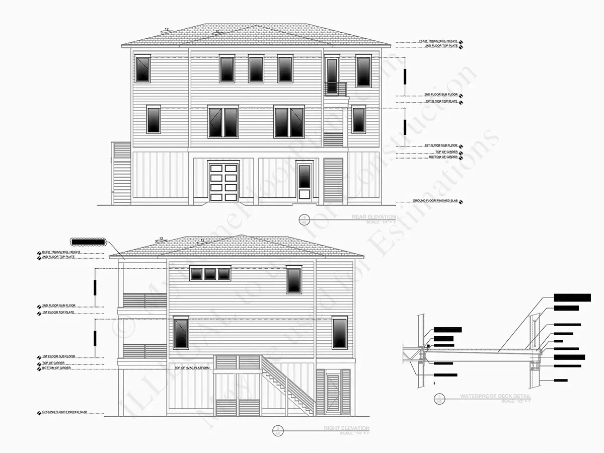 Elewacje 8 – Projekt domu dwupiętrowego o pow. 322 m²: 5 Sypialnie, 4 Łazienki, Otwarta kuchnia, Garaż — 63179R