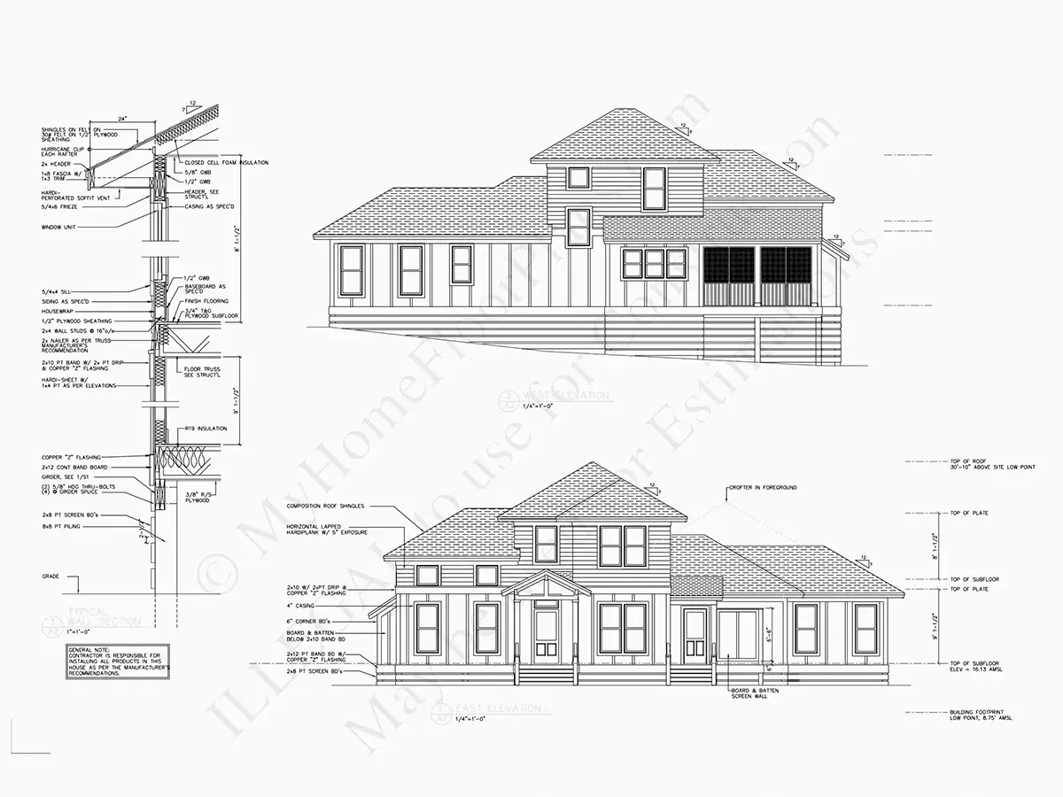Elewacje 19 – Projekt domu piętrowego o pow. 158 m²: 4 Sypialnie, Gabinet, 4 Łazienki, Otwarta kuchnia, Garaż — 78159R