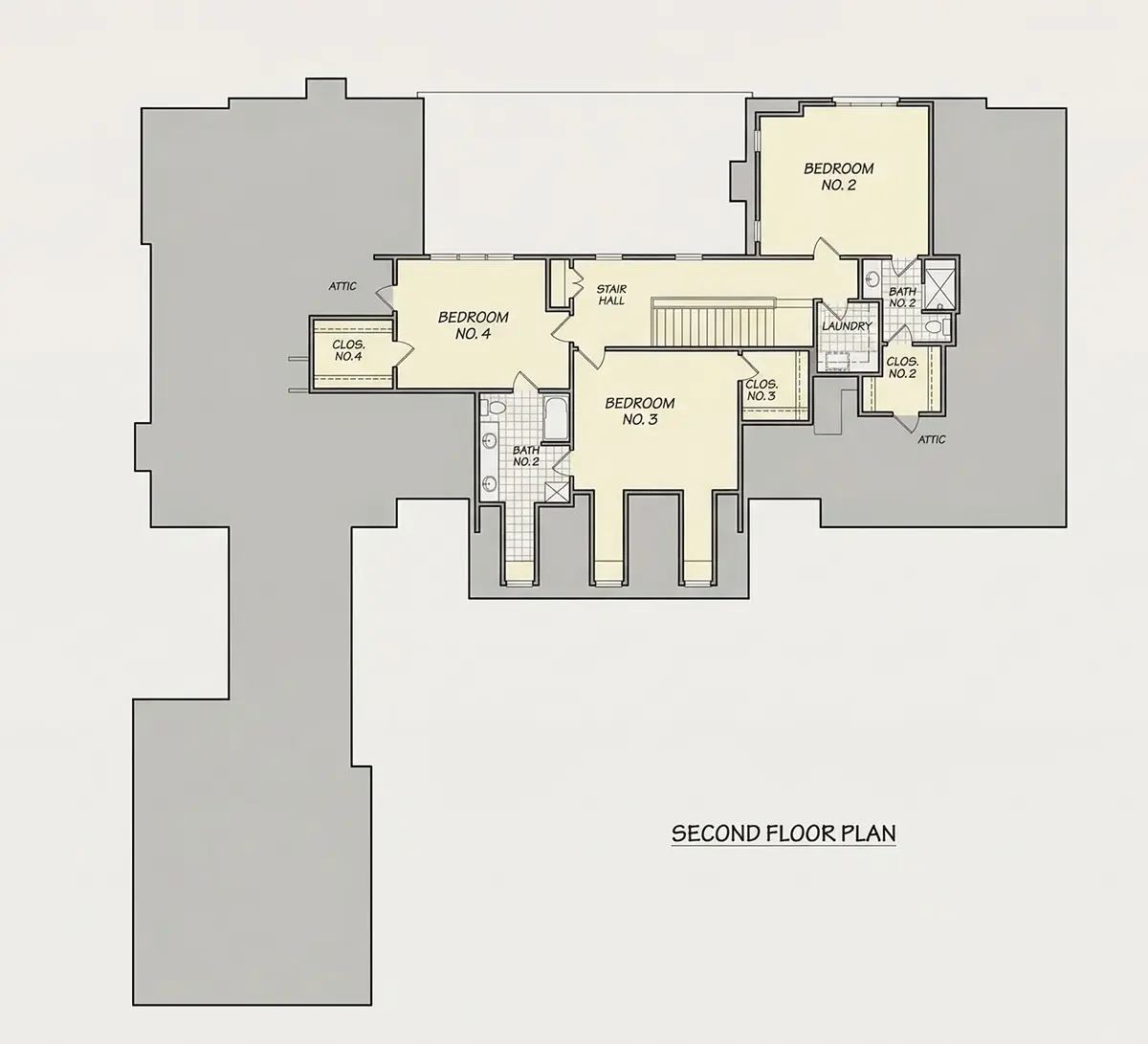 1. piętro 11 – Projekt domu z poddaszem użytkowym + piwnicą o pow. 456 m²: 4 Sypialnie, 6 Łazienki, Otwarta kuchnia, Garaż — 81789R
