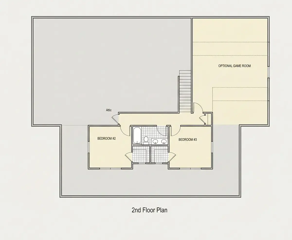 1. piętro 10 – Projekt domu piętrowego o pow. 184 m²: 3 Sypialnie, Gabinet, 4 Łazienki, Otwarta kuchnia, Garaż — 71974R
