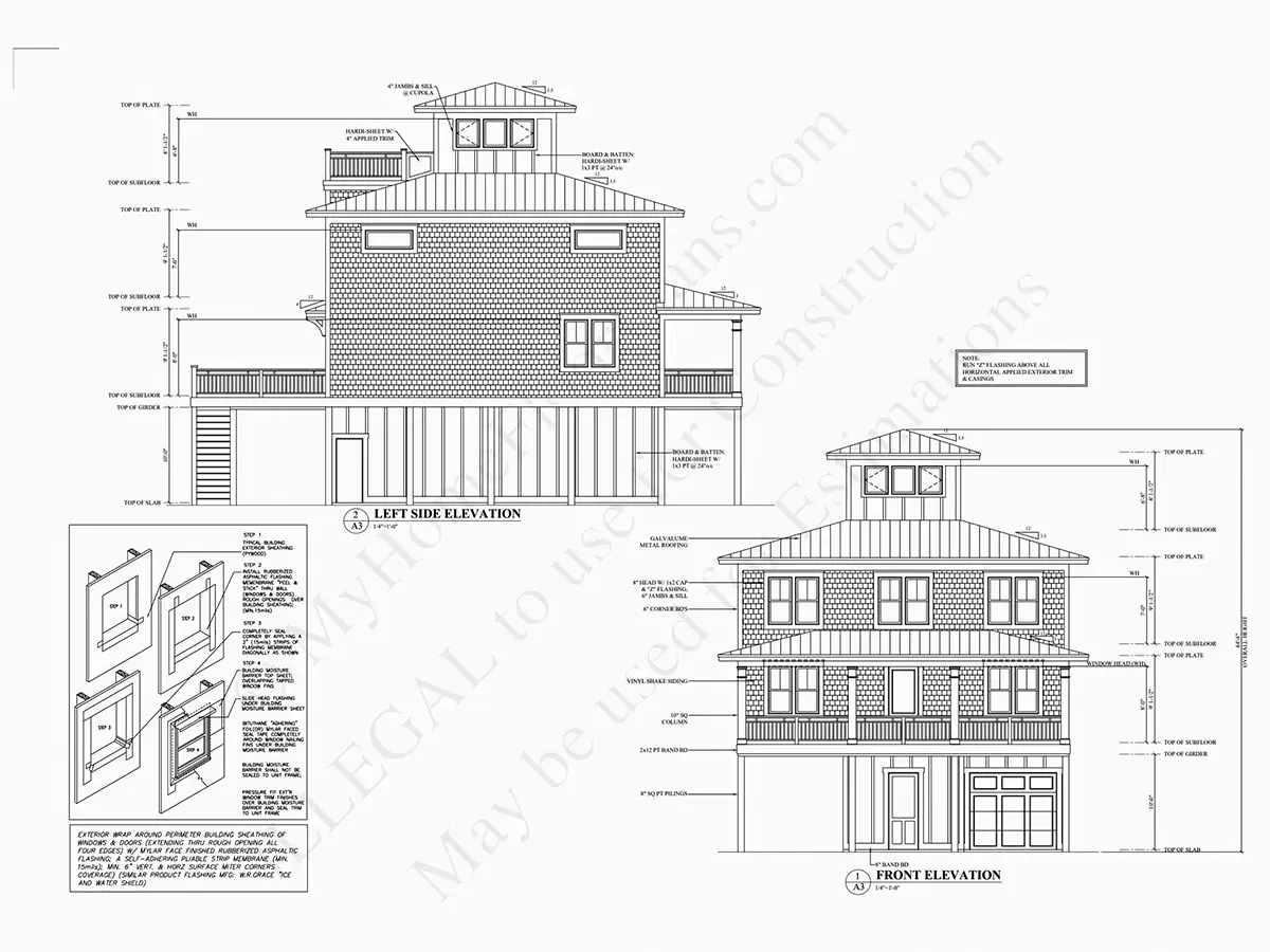 Elewacje 5 – Projekt domu dwupiętrowego o pow. 253 m²: 4 Sypialnie, 4 Łazienki, Otwarta kuchnia, bez Garażu — 32819R