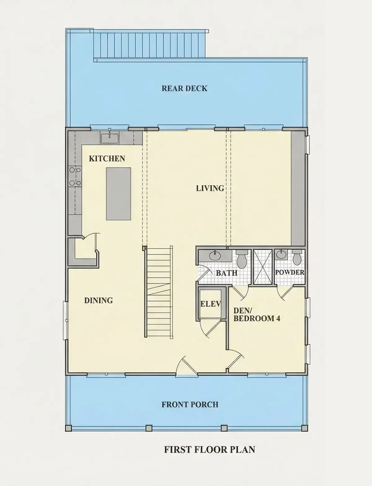 Parter 8 – Projekt domu dwupiętrowego o pow. 253 m²: 4 Sypialnie, 4 Łazienki, Otwarta kuchnia, bez Garażu — 32819R