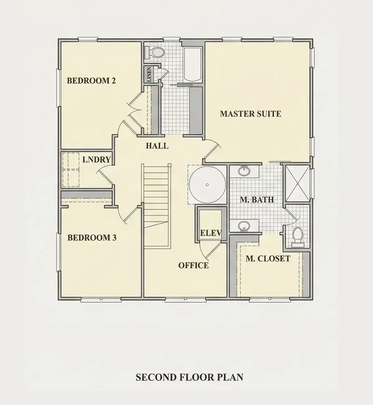 1. piętro 9 – Projekt domu dwupiętrowego o pow. 253 m²: 4 Sypialnie, 4 Łazienki, Otwarta kuchnia, bez Garażu — 32819R