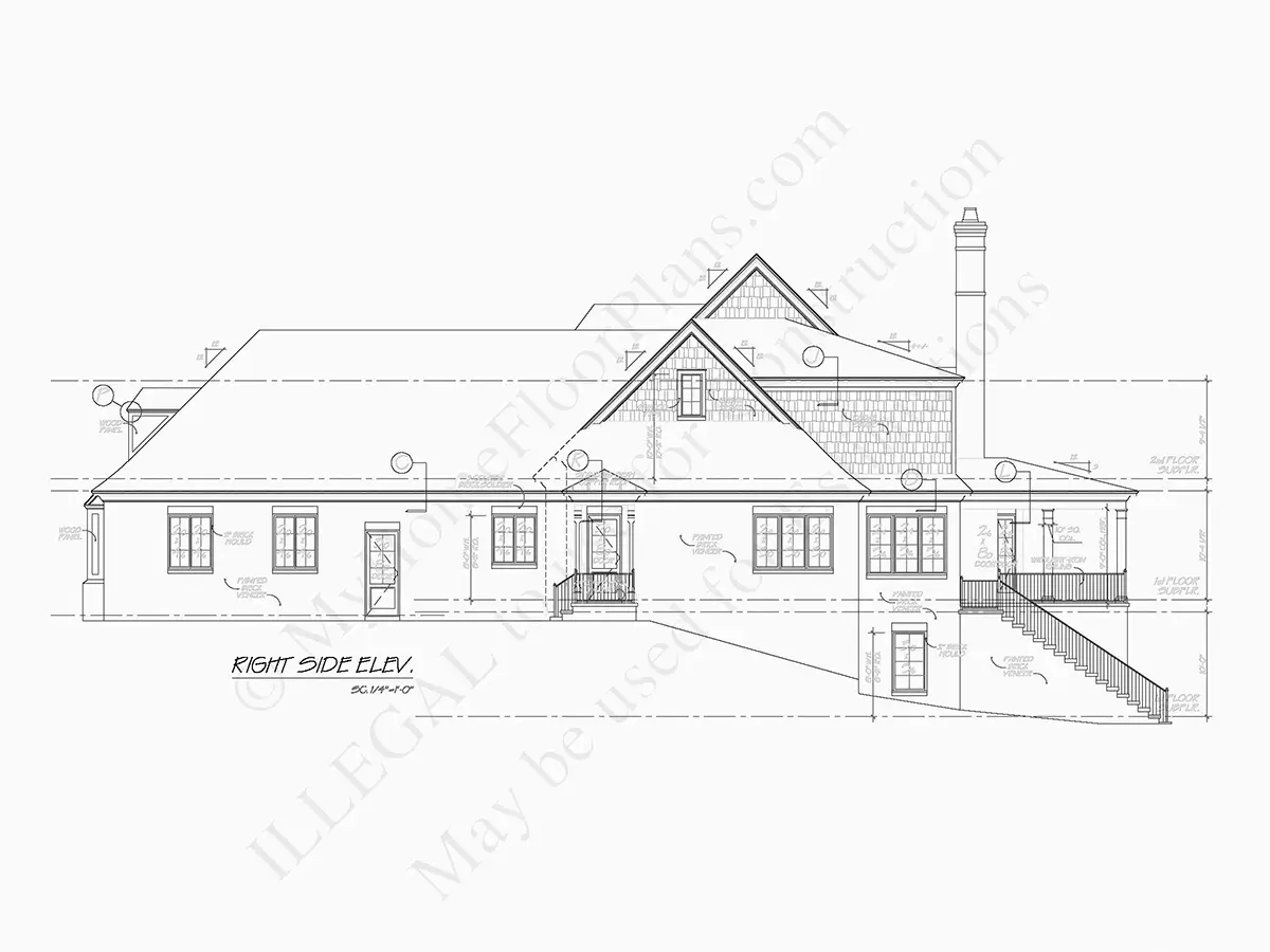 Elewacje 8 – Projekt domu z poddaszem użytkowym + piwnicą o pow. 422 m²: 3 Sypialnie, Gabinet, 5 Łazienki, Otwarta kuchnia, Garaż — 77707R