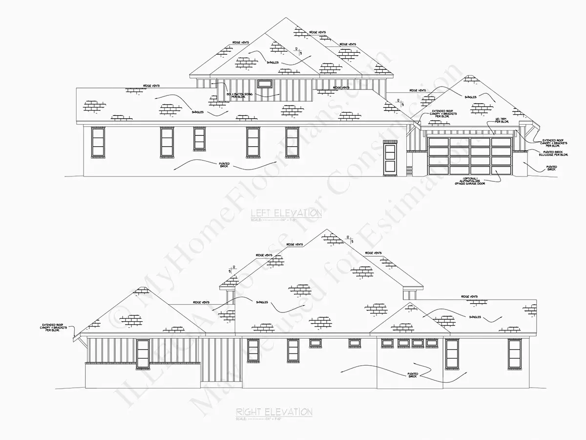 Elewacje 22 – Projekt domu z poddaszem użytkowym o pow. 399 m²: 5 Sypialnie, Gabinet, 7 Łazienki, Otwarta kuchnia, Garaż — 33241R