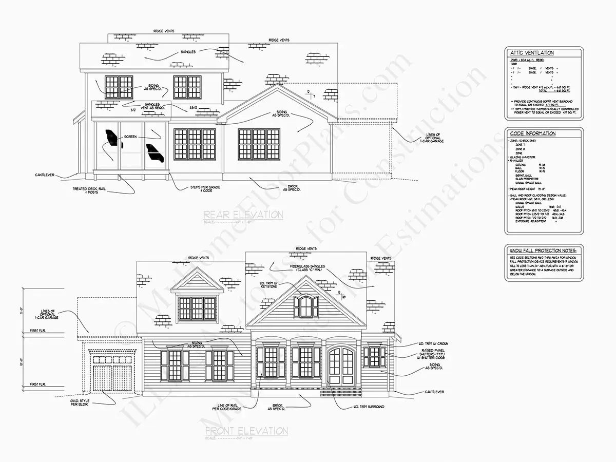 Elewacje 17 – Projekt domu z poddaszem użytkowym o pow. 267 m²: 4 Sypialnie, 4 Łazienki, Otwarta kuchnia, Garaż — 27410R
