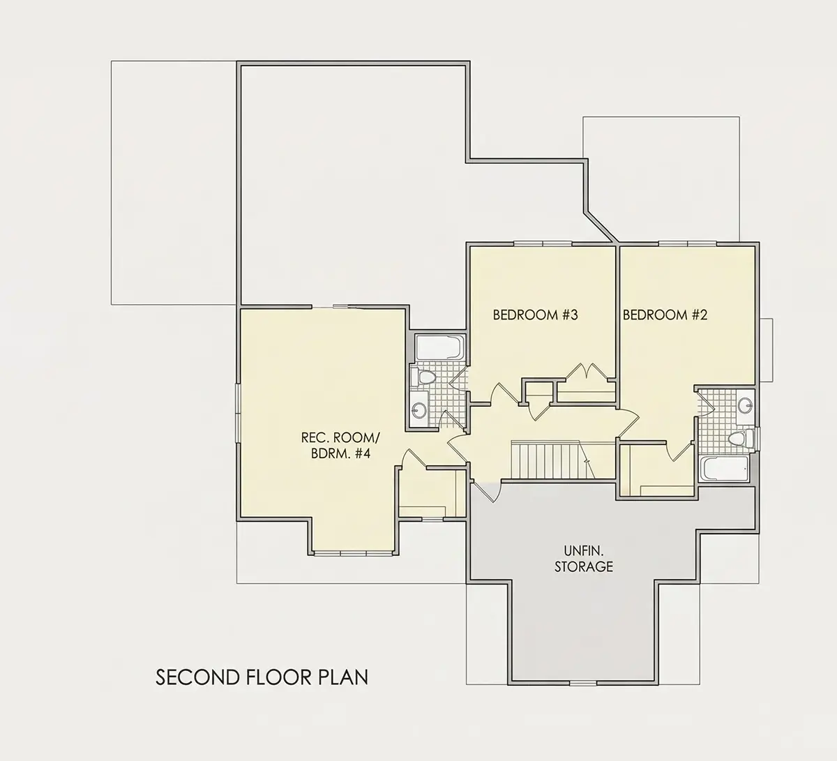 1. piętro 20 – Projekt domu z poddaszem użytkowym o pow. 267 m²: 4 Sypialnie, 4 Łazienki, Otwarta kuchnia, Garaż — 27410R