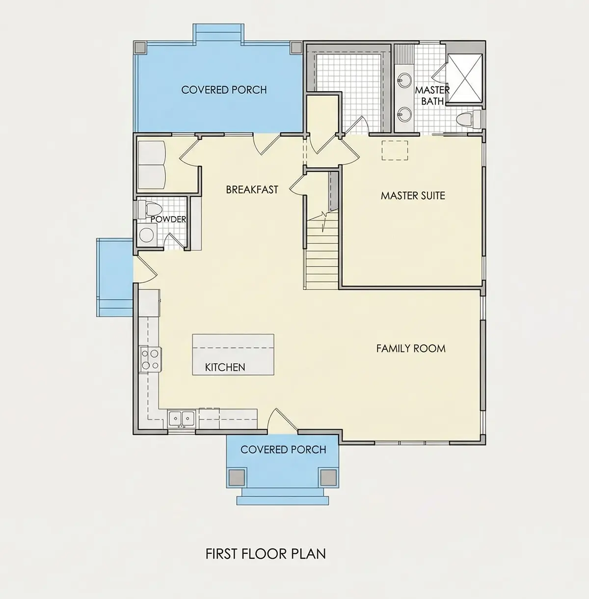 Parter 6 – Projekt domu z poddaszem użytkowym o pow. 162 m²: 3 Sypialnie, 3 Łazienki, Otwarta kuchnia, bez Garażu — 92980R