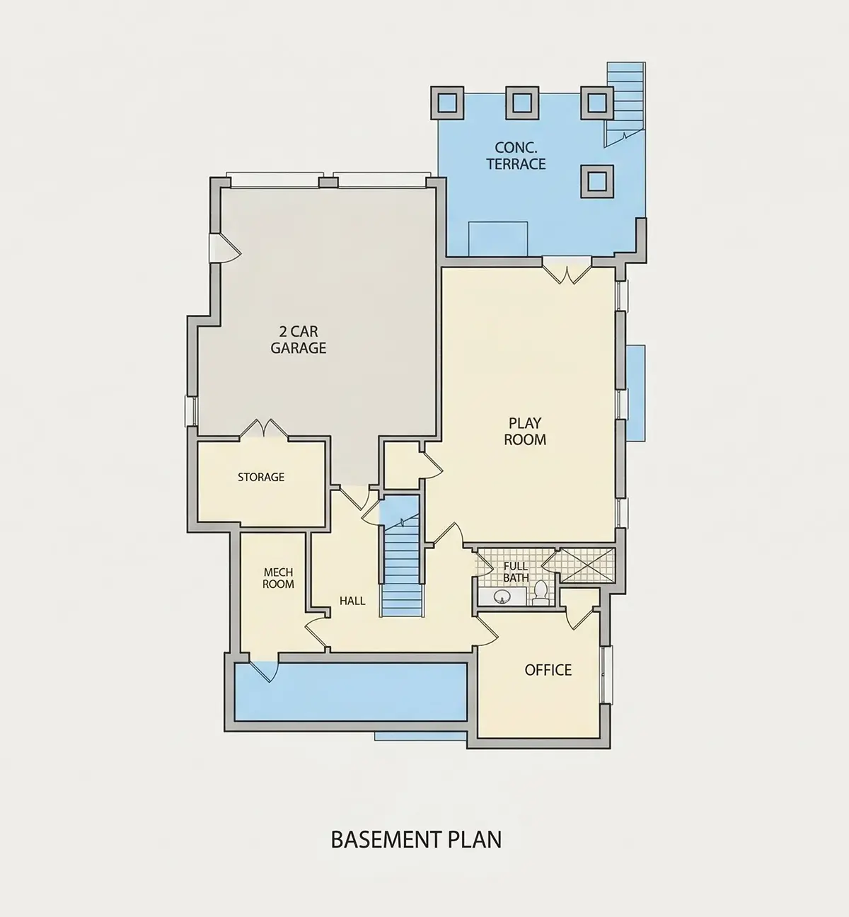 Piwnica 7 – Projekt domu z poddaszem użytkowym + piwnicą o pow. 295 m²: 4 Sypialnie, Gabinet, 6 Łazienki, Otwarta kuchnia, Garaż — 70856R