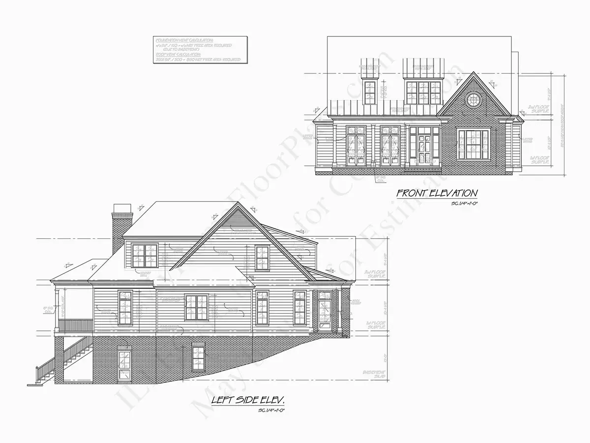 Elewacje 5 – Projekt domu z poddaszem użytkowym + piwnicą o pow. 295 m²: 4 Sypialnie, Gabinet, 6 Łazienki, Otwarta kuchnia, Garaż — 70856R