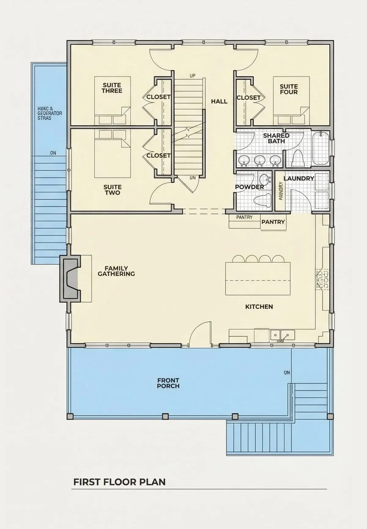 Parter 11 – Projekt domu dwupiętrowego o pow. 121 m²: 4 Sypialnie, Gabinet, 3 Łazienki, Otwarta kuchnia, Garaż — 94231R