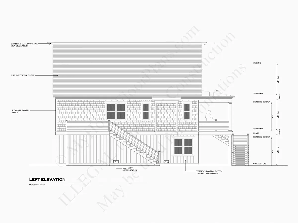 Elewacje 8 – Projekt domu dwupiętrowego o pow. 121 m²: 4 Sypialnie, Gabinet, 3 Łazienki, Otwarta kuchnia, Garaż — 94231R