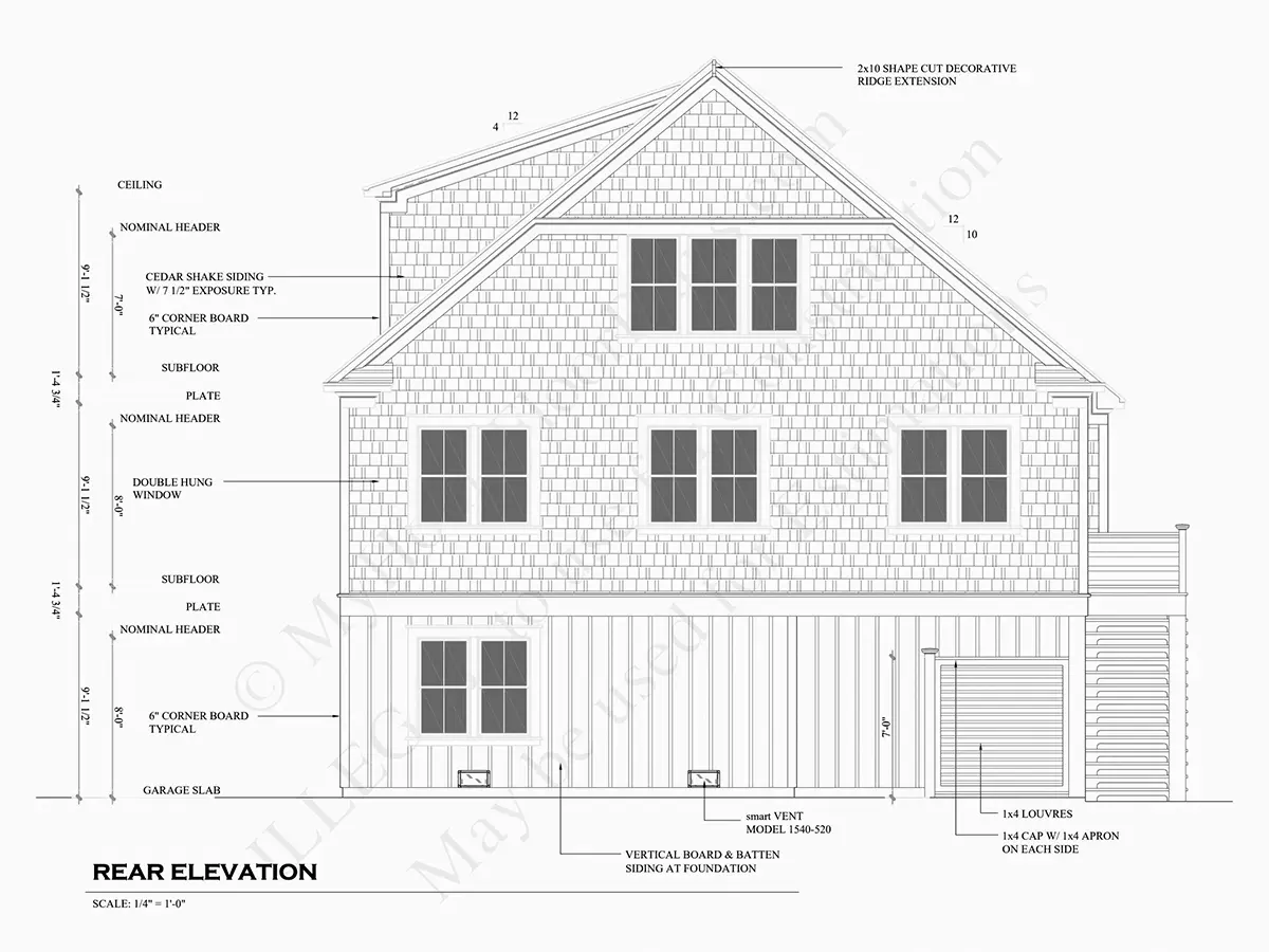 Elewacje 7 – Projekt domu dwupiętrowego o pow. 121 m²: 4 Sypialnie, Gabinet, 3 Łazienki, Otwarta kuchnia, Garaż — 94231R