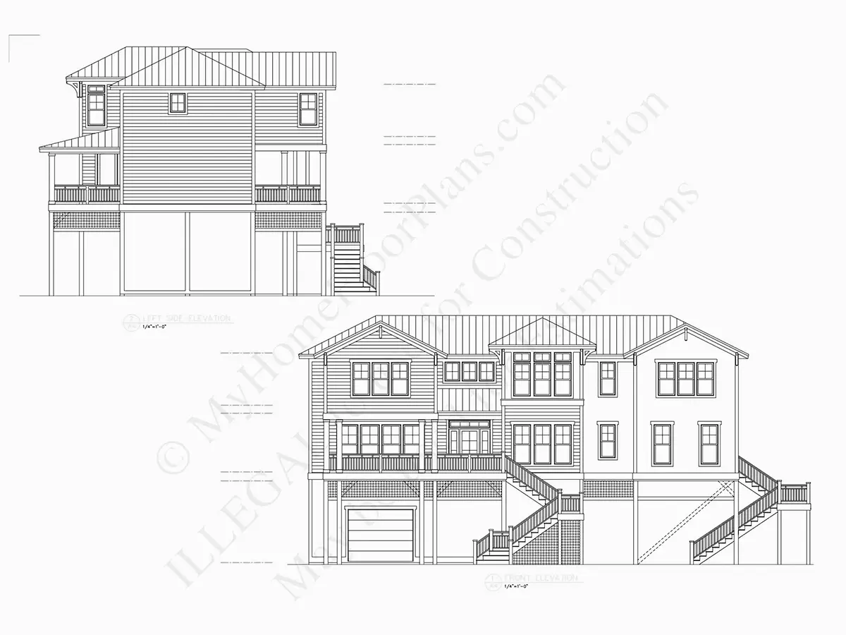 Elewacje 6 – Projekt domu dwupiętrowego o pow. 341 m²: 5 Sypialnie, 6 Łazienki, Otwarta kuchnia, Garaż — 96890R