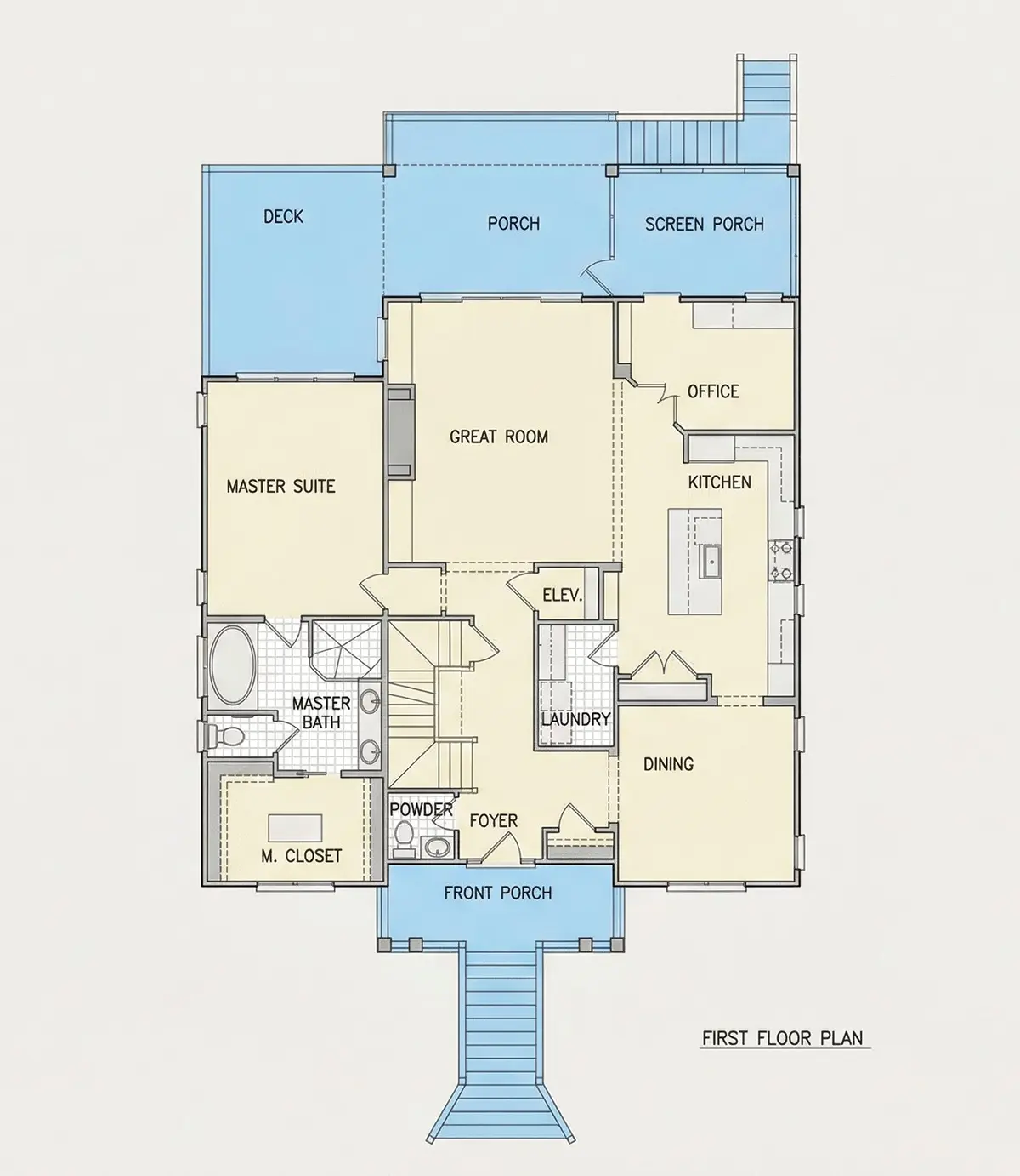 Parter 25 – Projekt domu dwupiętrowego o pow. 306 m²: 4 Sypialnie, Gabinet, 5 Łazienki, Otwarta kuchnia, Garaż — 47749R