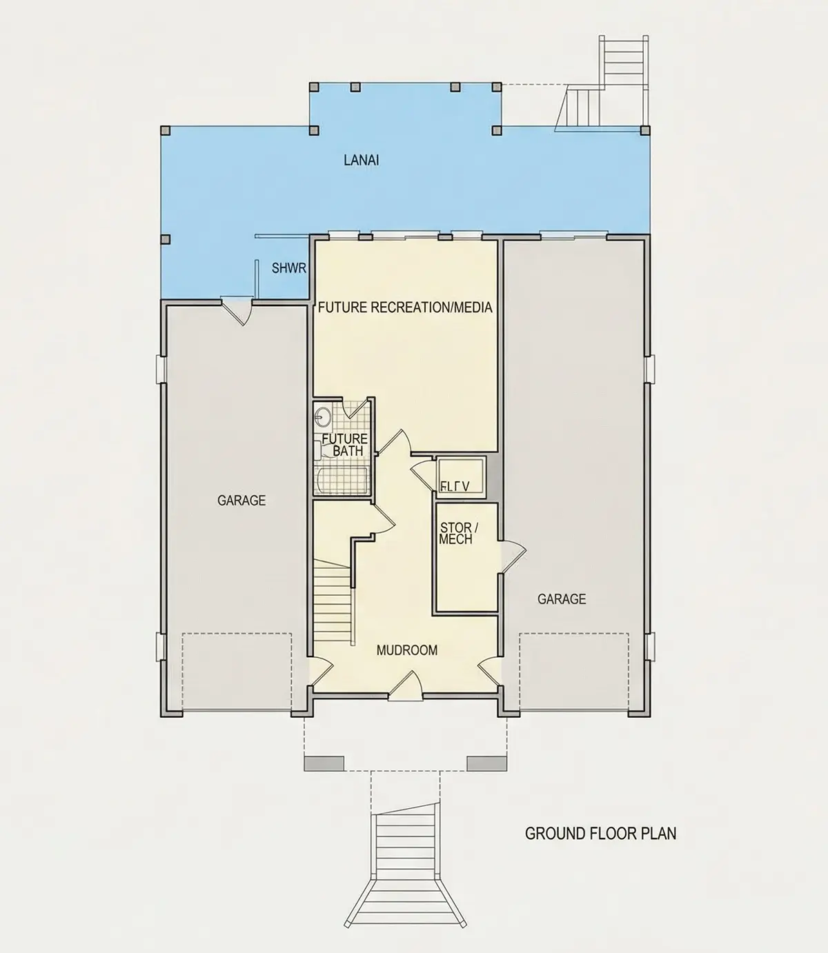 Piwnica 24 – Projekt domu dwupiętrowego o pow. 306 m²: 4 Sypialnie, Gabinet, 5 Łazienki, Otwarta kuchnia, Garaż — 47749R