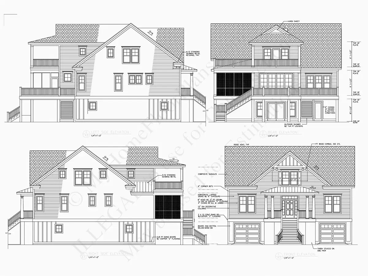 Elewacje 13 – Projekt domu dwupiętrowego o pow. 306 m²: 4 Sypialnie, Gabinet, 5 Łazienki, Otwarta kuchnia, Garaż — 47749R