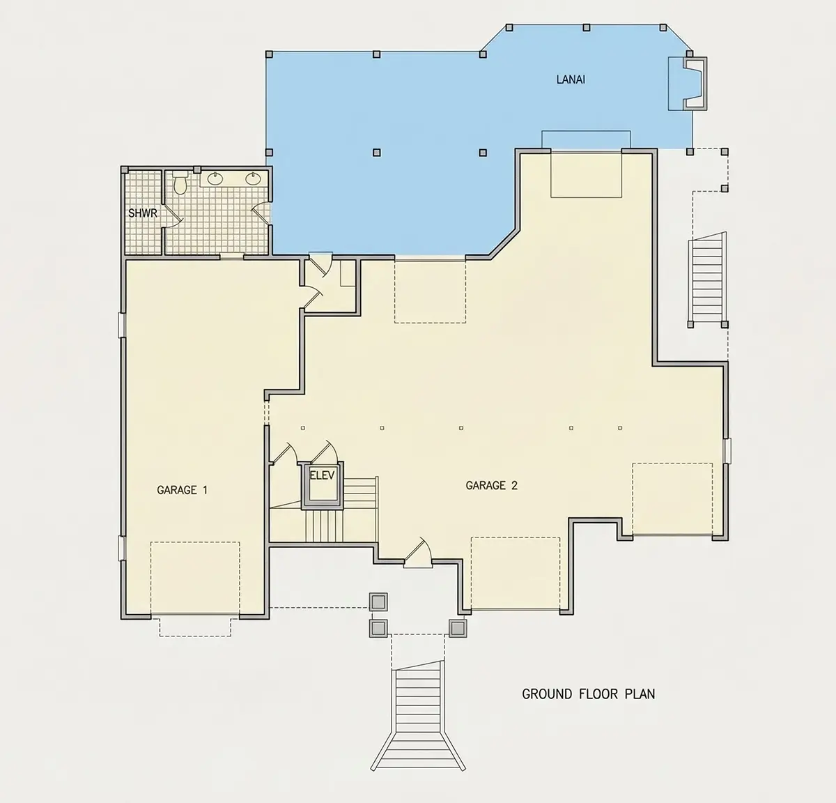 Piwnica 8 – Projekt domu dwupiętrowego o pow. 392 m²: 4 Sypialnie, Gabinet, 6 Łazienki, Otwarta kuchnia, Garaż — 81508R
