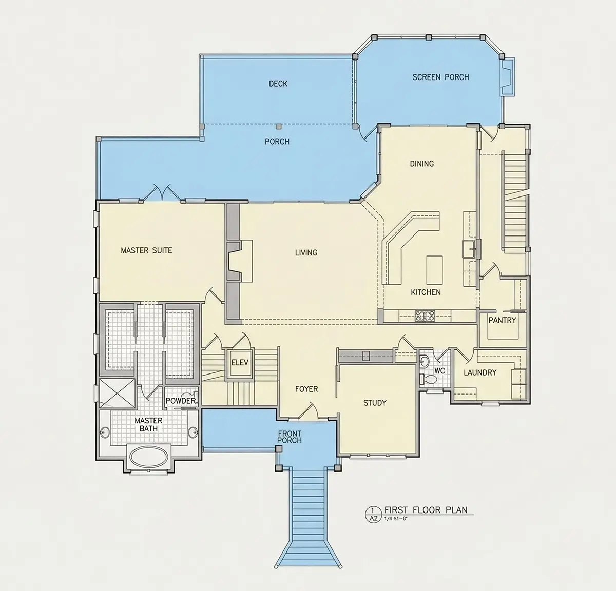 Parter 9 – Projekt domu dwupiętrowego o pow. 392 m²: 4 Sypialnie, Gabinet, 6 Łazienki, Otwarta kuchnia, Garaż — 81508R