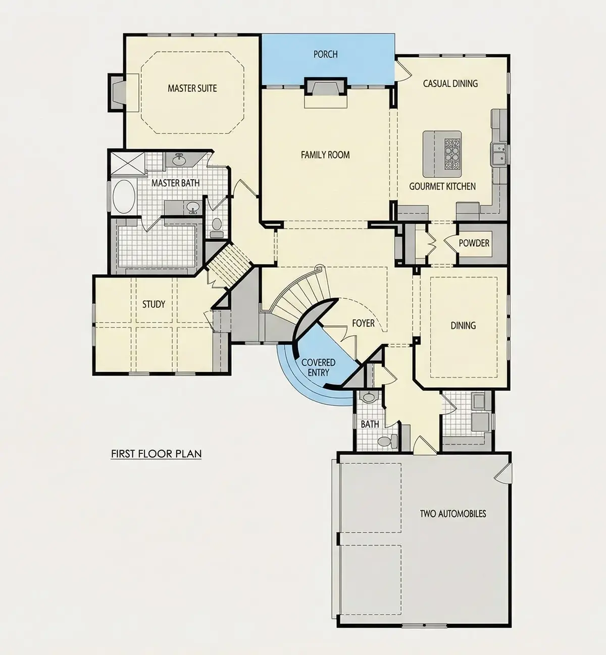 Parter 22 – Projekt domu piętrowego o pow. 399 m²: 4 Sypialnie, Gabinet, 5 Łazienki, Otwarta kuchnia, Garaż — 88919R