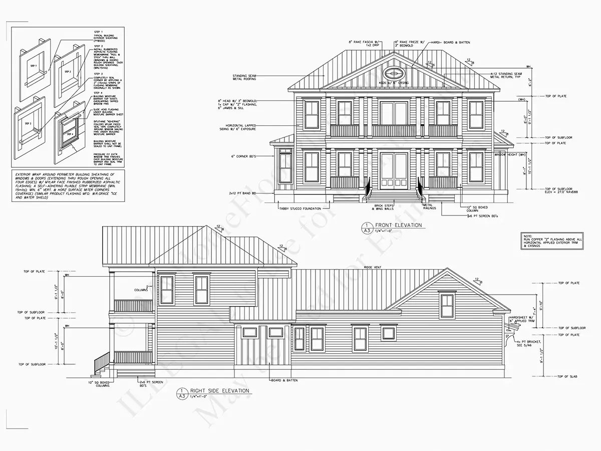 Elewacje 9 – Projekt domu piętrowego o pow. 396 m²: 3 Sypialnie, 5 Łazienki, Otwarta kuchnia, Garaż — 68310R