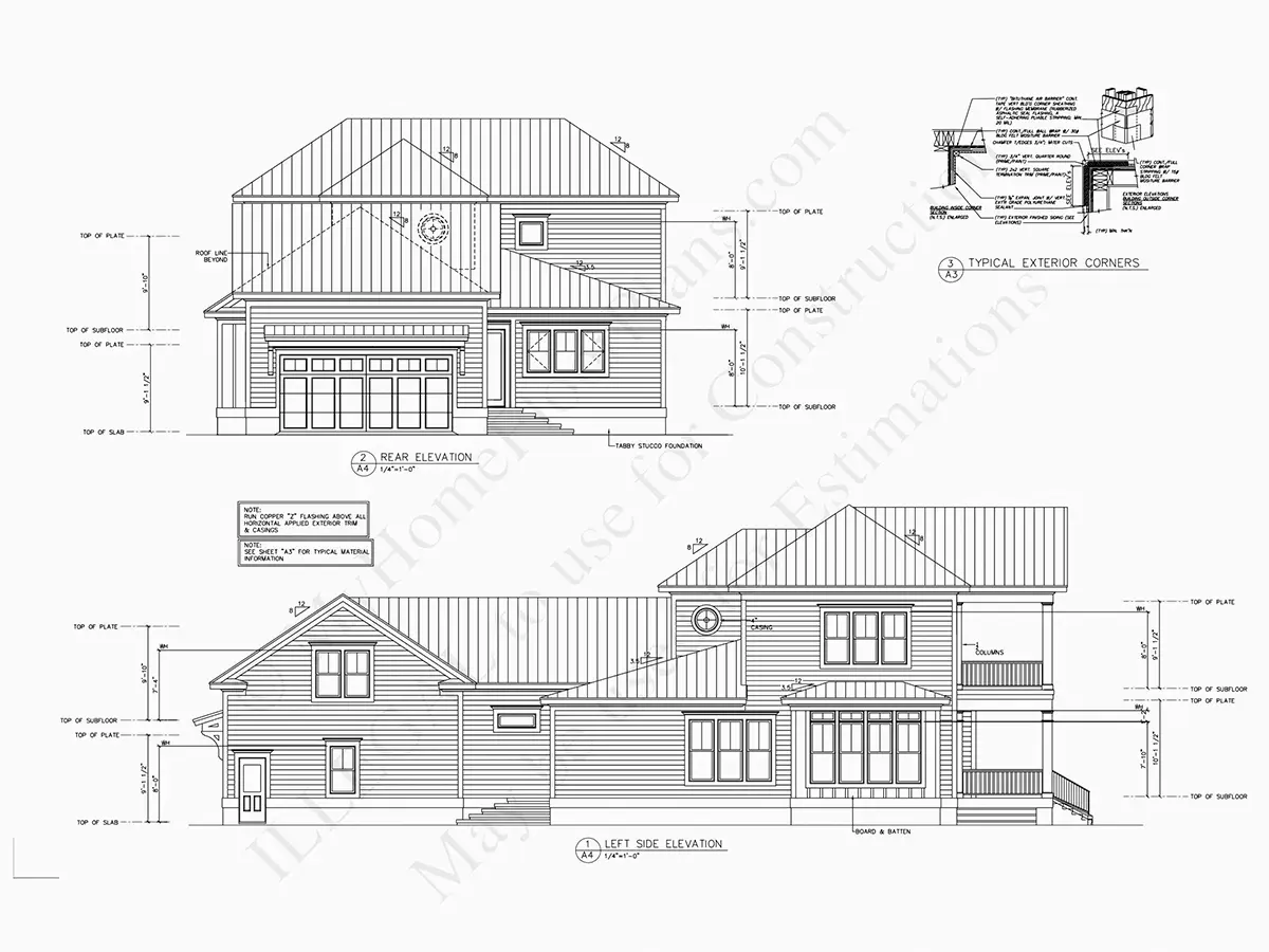 Elewacje 10 – Projekt domu piętrowego o pow. 396 m²: 3 Sypialnie, 5 Łazienki, Otwarta kuchnia, Garaż — 68310R