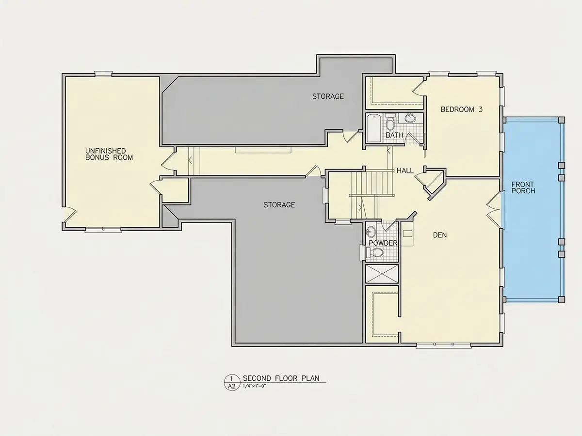 1. piętro 12 – Projekt domu piętrowego o pow. 396 m²: 3 Sypialnie, 5 Łazienki, Otwarta kuchnia, Garaż — 68310R