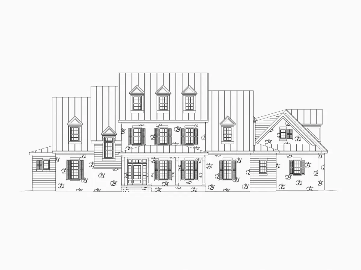 Elewacje 17 – Projekt domu dwupiętrowego o pow. 522 m²: 4 Sypialnie, Gabinet, 9 Łazienki, Otwarta kuchnia, Garaż — 95085R