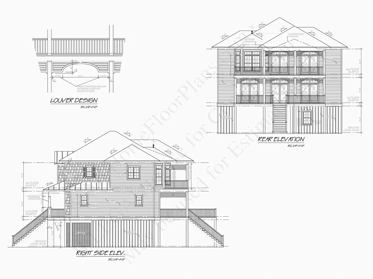 Elewacje 7 – Projekt domu dwupiętrowego o pow. 267 m²: 3 Sypialnie, Gabinet, 6 Łazienki, Otwarta kuchnia, Garaż — 73259R